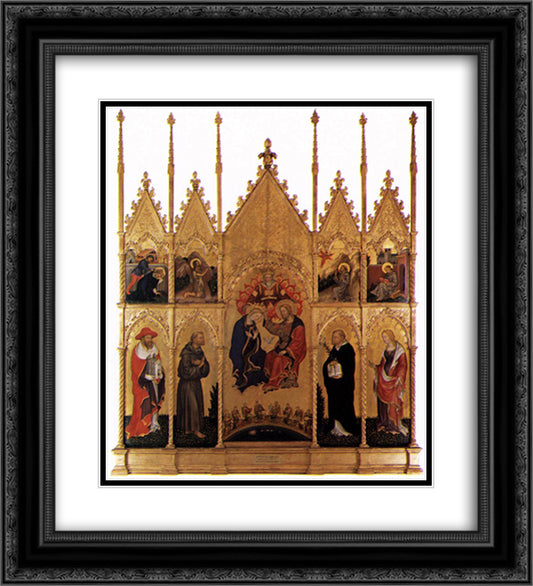 Polyptych of Valle Romita 20x22 Black Ornate Wood Framed Art Print Poster with Double Matting by Gentile da Fabriano