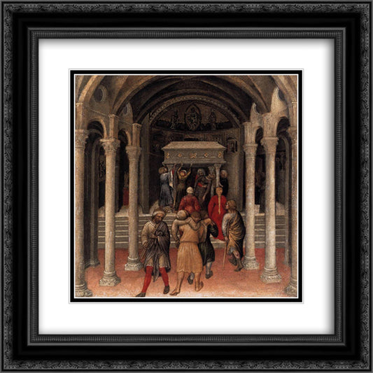 Quaratesi Altarpiece, Pilgrims at the Tomb of St.Nicholas of Bari 20x20 Black Ornate Wood Framed Art Print Poster with Double Matting by Gentile da Fabriano