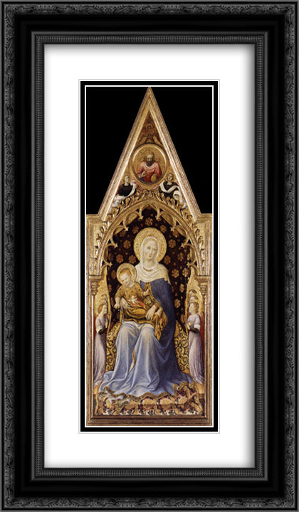 Quaratesi Altarpiece, Virgin and Child 14x24 Black Ornate Wood Framed Art Print Poster with Double Matting by Gentile da Fabriano