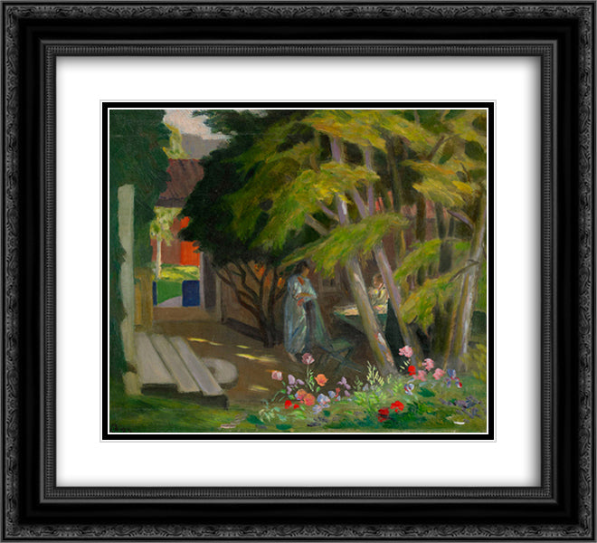 Garden with a woman 22x20 Black Ornate Wood Framed Art Print Poster with Double Matting by Pauli, Georg