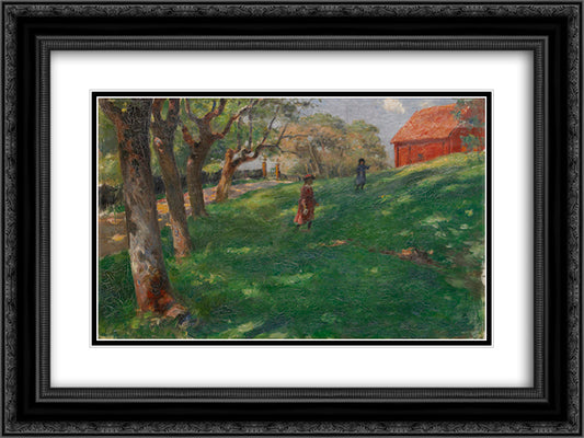 Summer Idyll 24x18 Black Ornate Wood Framed Art Print Poster with Double Matting by Pauli, Georg