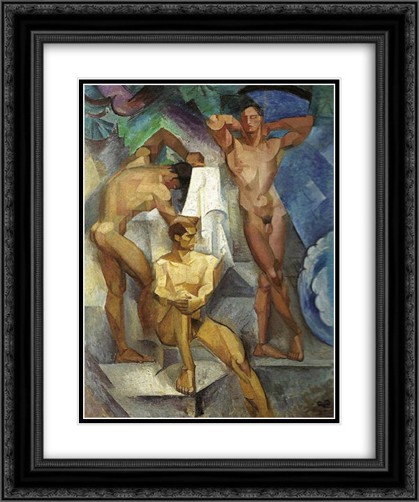 Young Bathers 20x24 Black Ornate Wood Framed Art Print Poster with Double Matting by Pauli, Georg