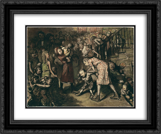 Cliff Dwellers 24x20 Black Ornate Wood Framed Art Print Poster with Double Matting by Bellows, George