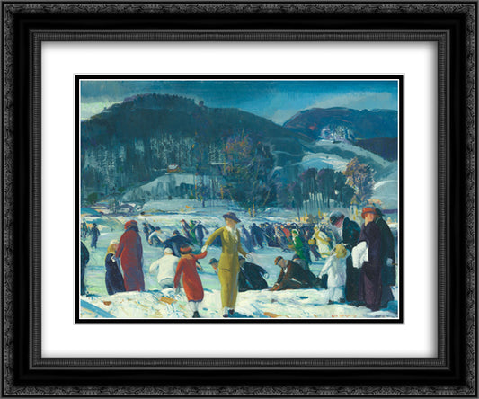 Love of Winter 24x20 Black Ornate Wood Framed Art Print Poster with Double Matting by Bellows, George