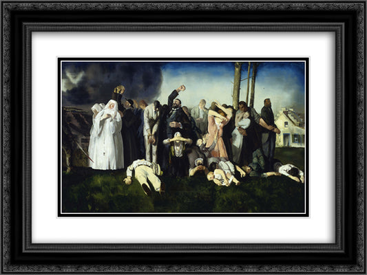 Massacre at Dinant 24x18 Black Ornate Wood Framed Art Print Poster with Double Matting by Bellows, George