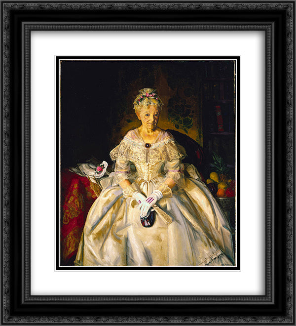 Mrs. T in Cream Silk, No. 2 20x22 Black Ornate Wood Framed Art Print Poster with Double Matting by Bellows, George