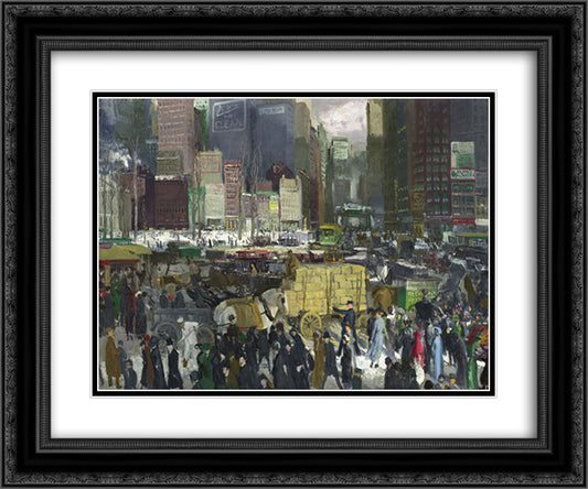 New York 24x20 Black Ornate Wood Framed Art Print Poster with Double Matting by Bellows, George