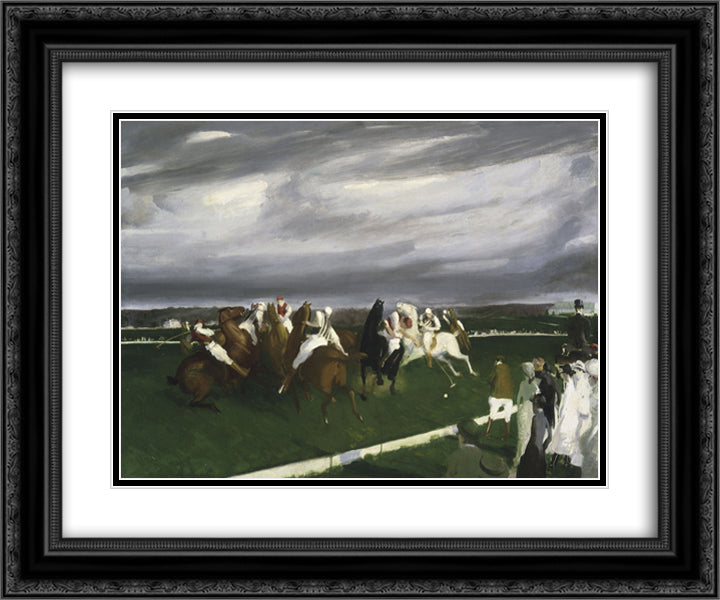 Polo at Lakewood 24x20 Black Ornate Wood Framed Art Print Poster with Double Matting by Bellows, George