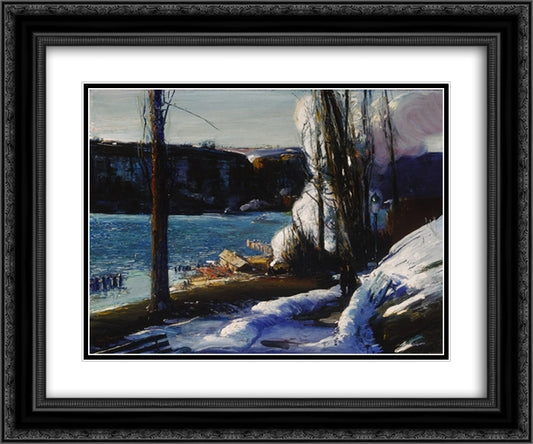 The Palisades 24x20 Black Ornate Wood Framed Art Print Poster with Double Matting by Bellows, George