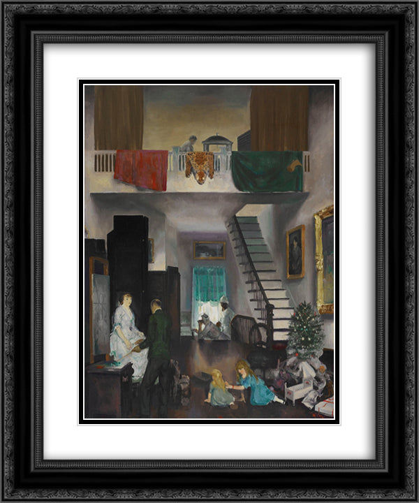 The Studio 20x24 Black Ornate Wood Framed Art Print Poster with Double Matting by Bellows, George