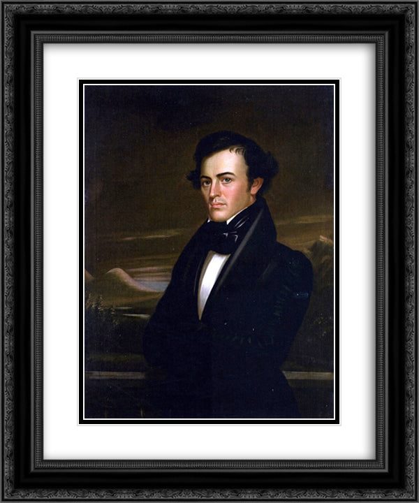 Samuel Bullitt Churchill 20x24 Black Ornate Wood Framed Art Print Poster with Double Matting by Bingham, George Caleb