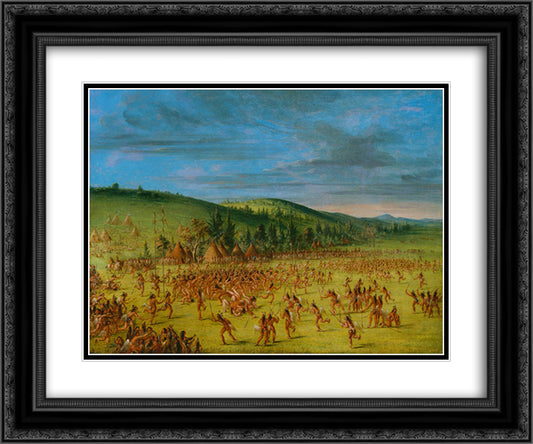 Ball-play of the Choctaw--Ball Up 24x20 Black Ornate Wood Framed Art Print Poster with Double Matting by Catlin, George