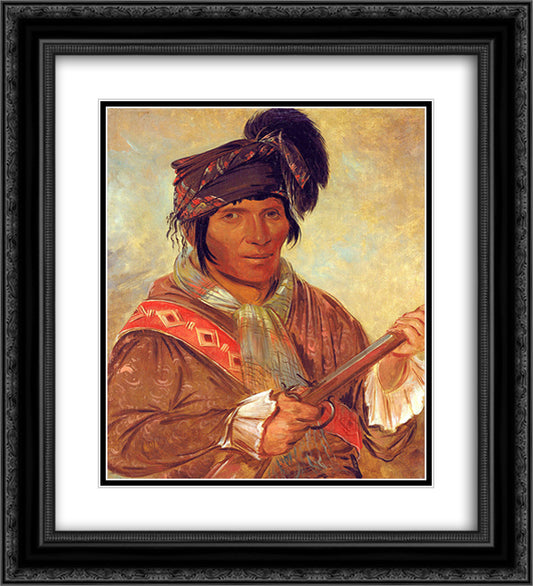 Co-ee-ha-jo, a Seminole Chief 20x22 Black Ornate Wood Framed Art Print Poster with Double Matting by Catlin, George