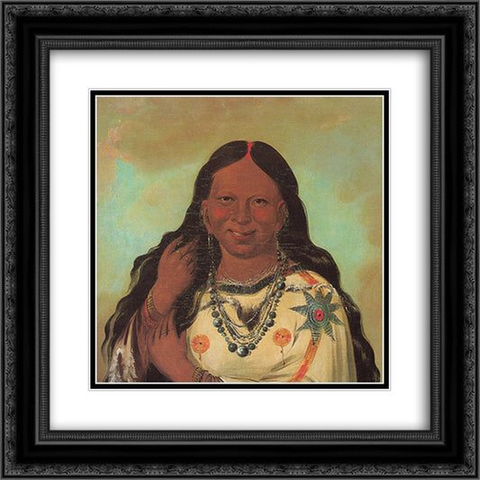 Kei-a-gis-gis, a woman of the Plains Ojibwa 20x20 Black Ornate Wood Framed Art Print Poster with Double Matting by Catlin, George