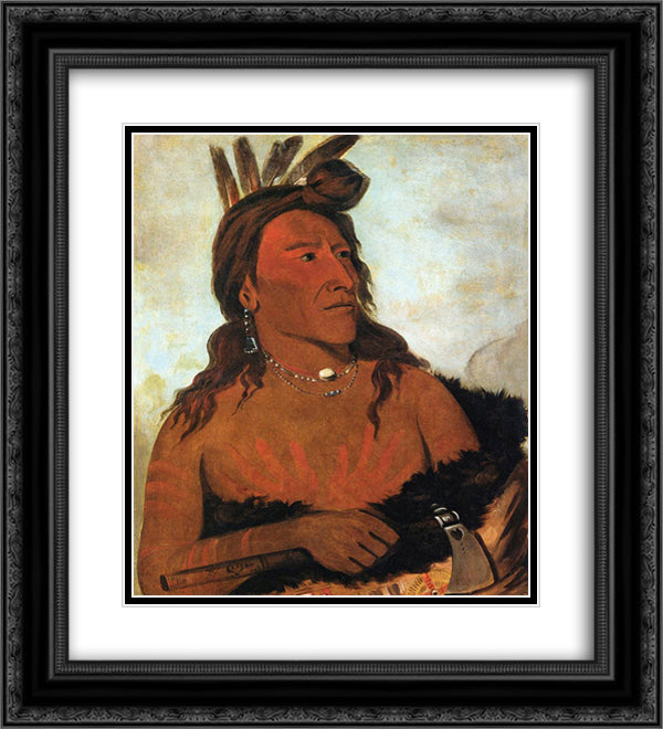 Little Bear, Hunkpapa Brave 20x22 Black Ornate Wood Framed Art Print Poster with Double Matting by Catlin, George