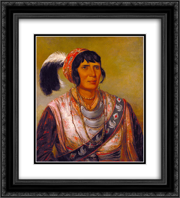 Osceola, Head Chief, Seminole 20x22 Black Ornate Wood Framed Art Print Poster with Double Matting by Catlin, George