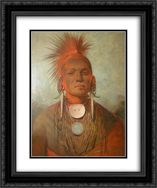 See-non-ty-a, an Iowa Medicine Man 20x24 Black Ornate Wood Framed Art Print Poster with Double Matting by Catlin, George