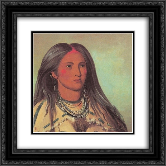 Sha-ko-ka (mint), a Mandan girl 20x20 Black Ornate Wood Framed Art Print Poster with Double Matting by Catlin, George