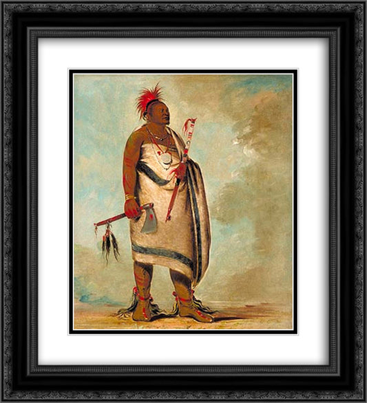 Shonka Sabe (Black Dog). Chief of the Hunkah division of the Osage tribe 20x22 Black Ornate Wood Framed Art Print Poster with Double Matting by Catlin, George