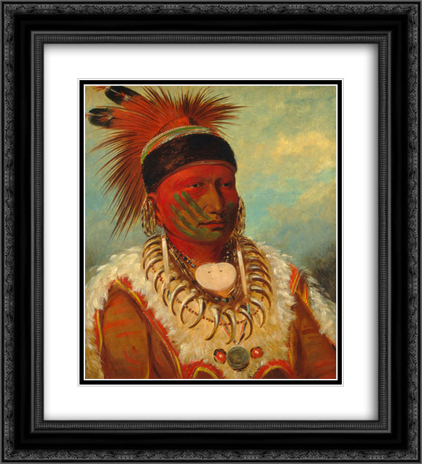 The White Cloud, Head Chief of the Iowa 20x22 Black Ornate Wood Framed Art Print Poster with Double Matting by Catlin, George