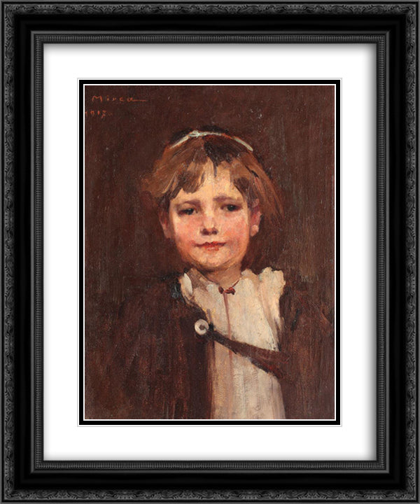 Boy from Ardeal 20x24 Black Ornate Wood Framed Art Print Poster with Double Matting by Mirea, George Demetrescu