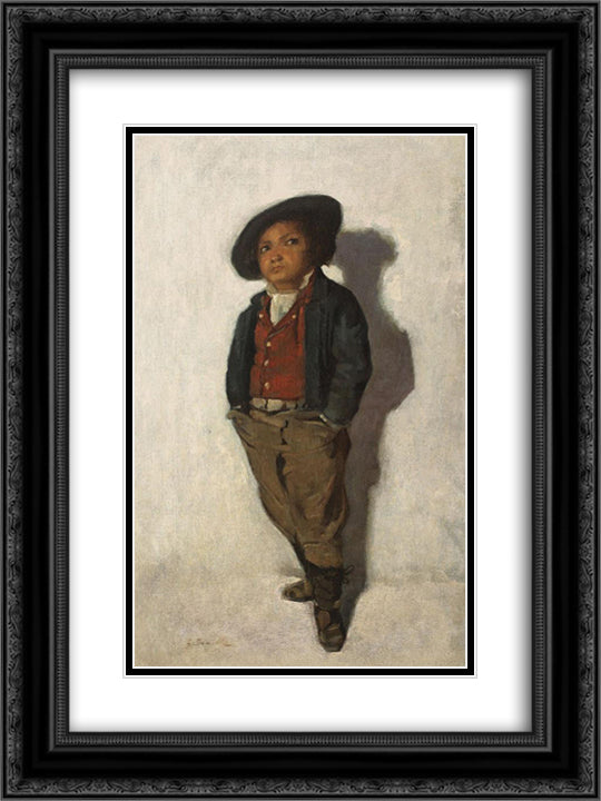 Micul Gavroche 18x24 Black Ornate Wood Framed Art Print Poster with Double Matting by Mirea, George Demetrescu