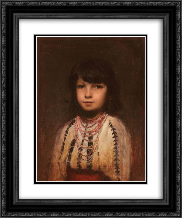 Portrait of a Girl 20x24 Black Ornate Wood Framed Art Print Poster with Double Matting by Mirea, George Demetrescu