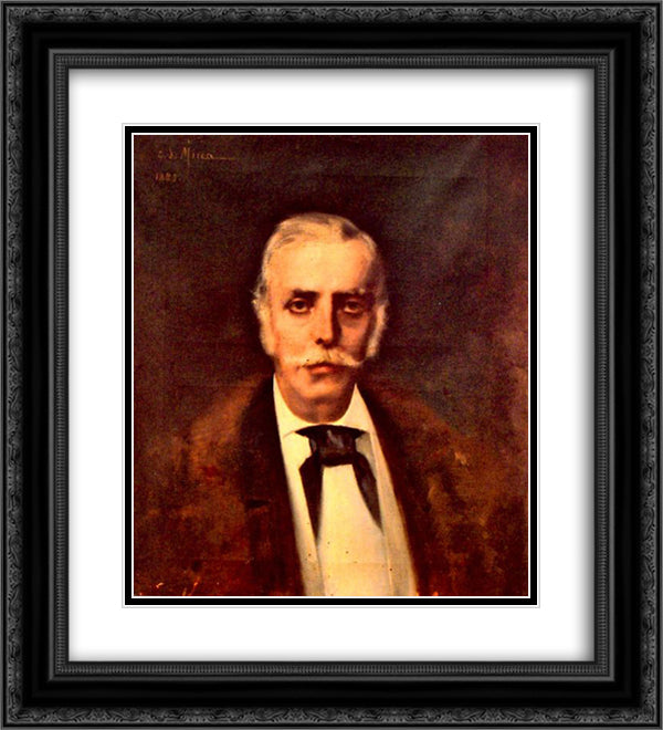 Portrait of a Man 20x22 Black Ornate Wood Framed Art Print Poster with Double Matting by Mirea, George Demetrescu