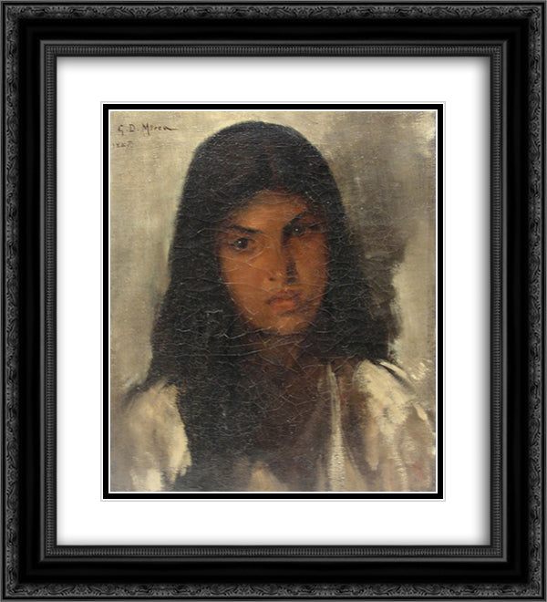 Portrait of a Young Woman 20x22 Black Ornate Wood Framed Art Print Poster with Double Matting by Mirea, George Demetrescu