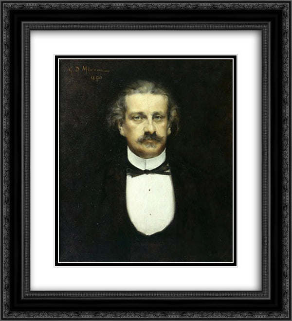Portrait of Alexandru Odobescu 20x22 Black Ornate Wood Framed Art Print Poster with Double Matting by Mirea, George Demetrescu