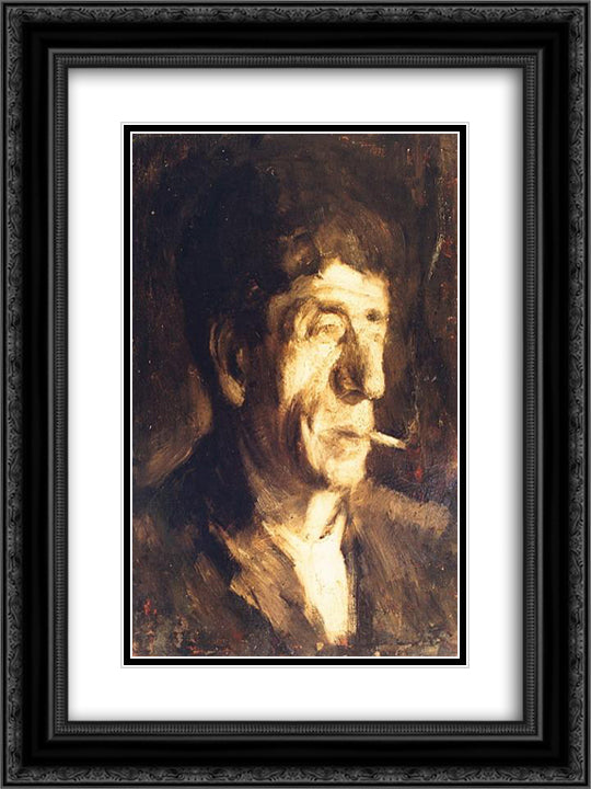 Portrait of Luchian 18x24 Black Ornate Wood Framed Art Print Poster with Double Matting by Mirea, George Demetrescu