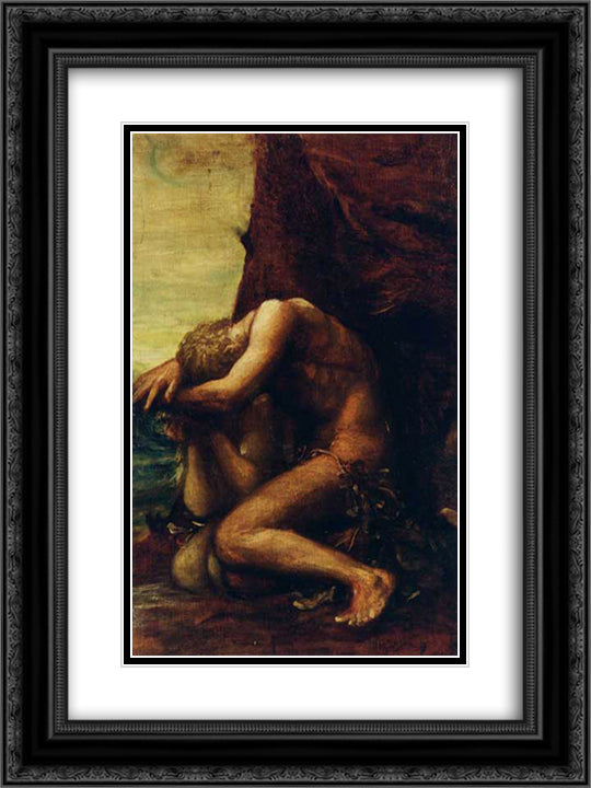 Adam and Eve 18x24 Black Ornate Wood Framed Art Print Poster with Double Matting by Watts, George Frederick