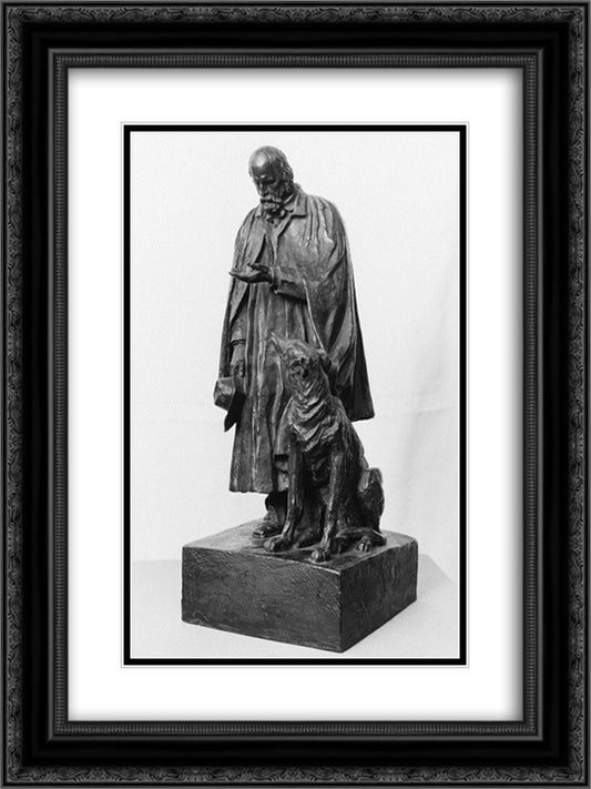 Alfred Lord Tennyson 18x24 Black Ornate Wood Framed Art Print Poster with Double Matting by Watts, George Frederick