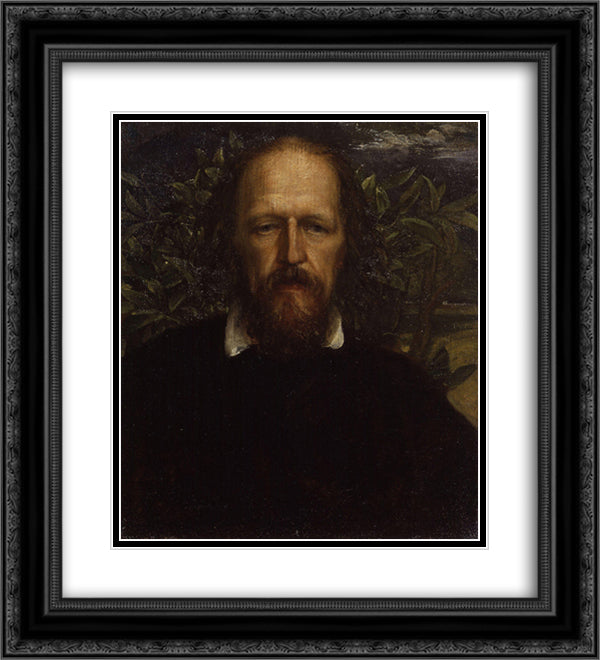 Alfred Tennyson, 1st Baron Tennyson 20x22 Black Ornate Wood Framed Art Print Poster with Double Matting by Watts, George Frederick