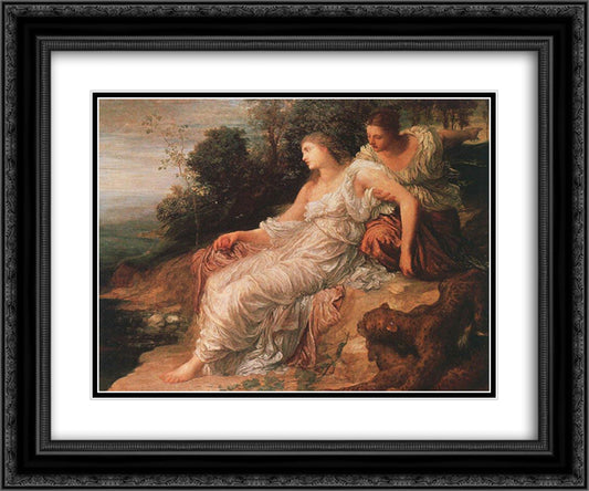 Ariadne on the Island of Naxos 24x20 Black Ornate Wood Framed Art Print Poster with Double Matting by Watts, George Frederick