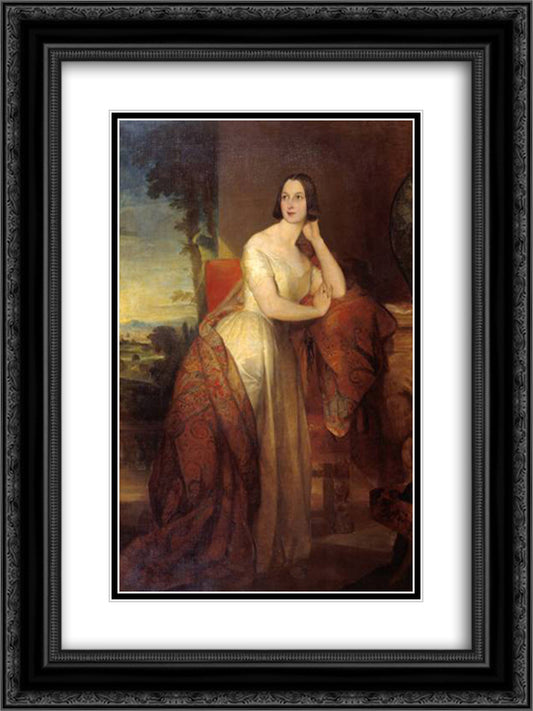 Augusta, Lady Castletown 18x24 Black Ornate Wood Framed Art Print Poster with Double Matting by Watts, George Frederick