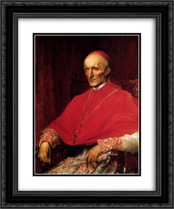 Cardinal Manning 20x24 Black Ornate Wood Framed Art Print Poster with Double Matting by Watts, George Frederick