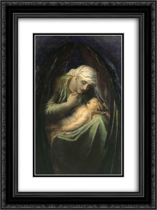 Death Crowning Innocence 18x24 Black Ornate Wood Framed Art Print Poster with Double Matting by Watts, George Frederick