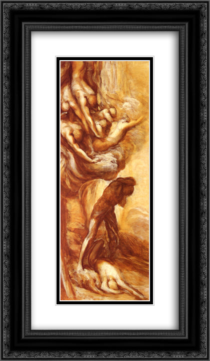 Denunciation Of Cain 14x24 Black Ornate Wood Framed Art Print Poster with Double Matting by Watts, George Frederick