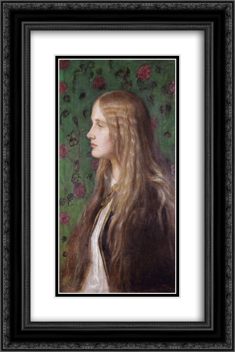 Edith Villiers, later Countess of Lytton 16x24 Black Ornate Wood Framed Art Print Poster with Double Matting by Watts, George Frederick