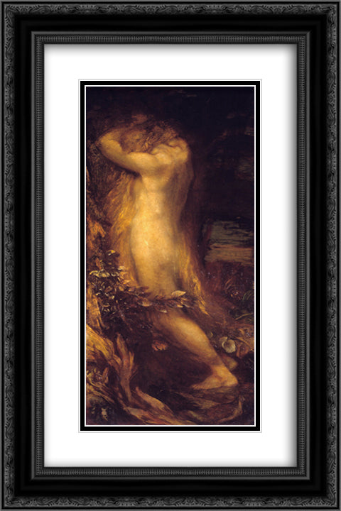 Eve Repentant 16x24 Black Ornate Wood Framed Art Print Poster with Double Matting by Watts, George Frederick