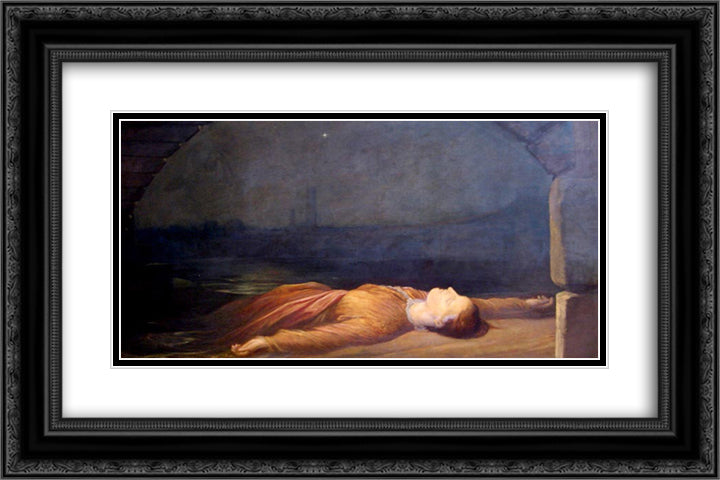 Found Drowned 24x16 Black Ornate Wood Framed Art Print Poster with Double Matting by Watts, George Frederick