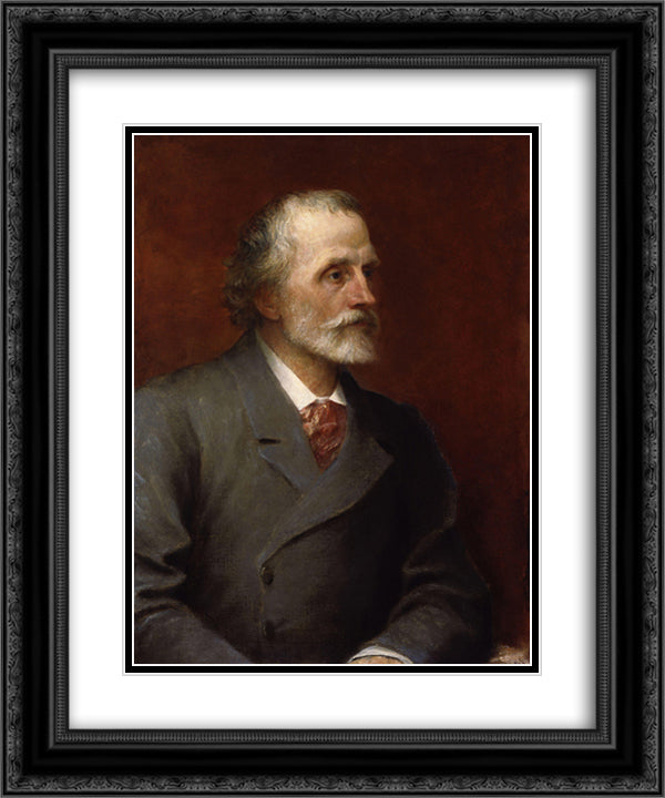 George Meredith 20x24 Black Ornate Wood Framed Art Print Poster with Double Matting by Watts, George Frederick