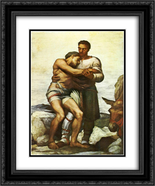 Good Samaritan 20x24 Black Ornate Wood Framed Art Print Poster with Double Matting by Watts, George Frederick