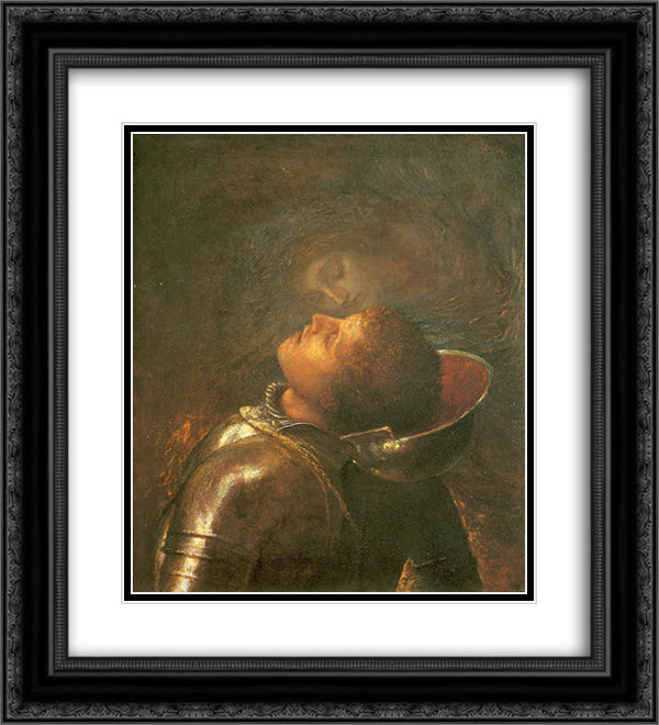 Happy warrior 20x22 Black Ornate Wood Framed Art Print Poster with Double Matting by Watts, George Frederick