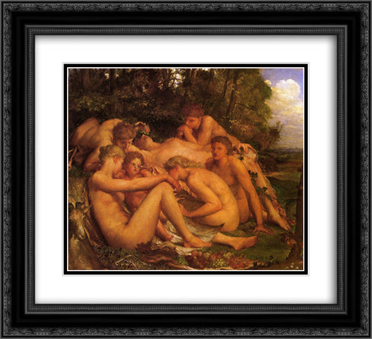 Infancy of Zeus 22x20 Black Ornate Wood Framed Art Print Poster with Double Matting by Watts, George Frederick