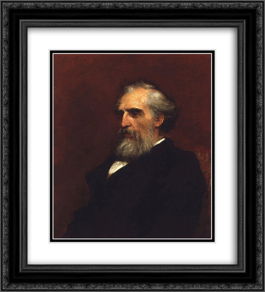 John Passmore Edwards 20x22 Black Ornate Wood Framed Art Print Poster with Double Matting by Watts, George Frederick