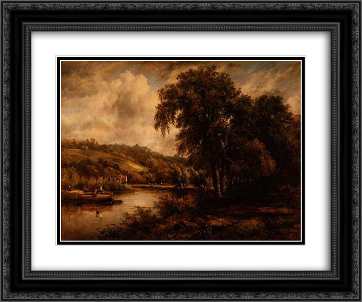 Thames 24x20 Black Ornate Wood Framed Art Print Poster with Double Matting by Watts, George Frederick