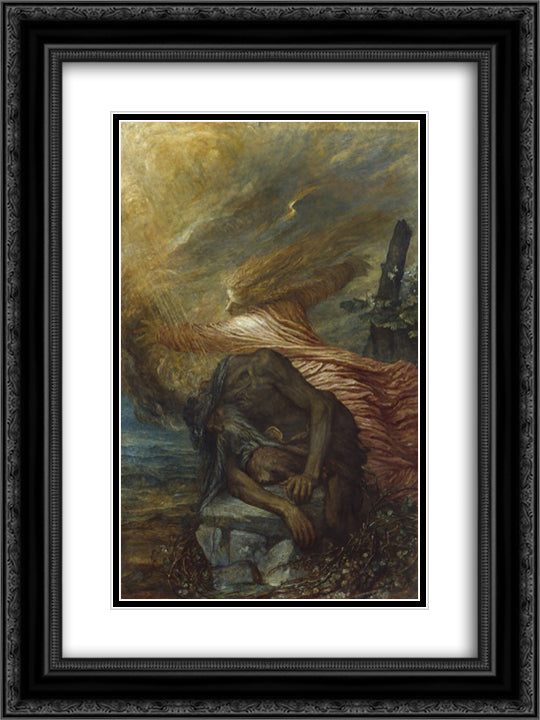 The death of Cain 18x24 Black Ornate Wood Framed Art Print Poster with Double Matting by Watts, George Frederick