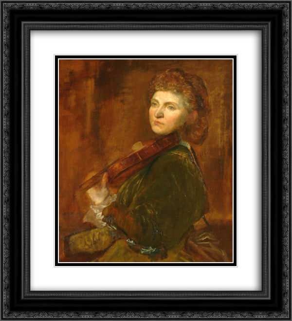 The portrait of violinist Wilma Neruda a.k.a Lady Halle 20x22 Black Ornate Wood Framed Art Print Poster with Double Matting by Watts, George Frederick